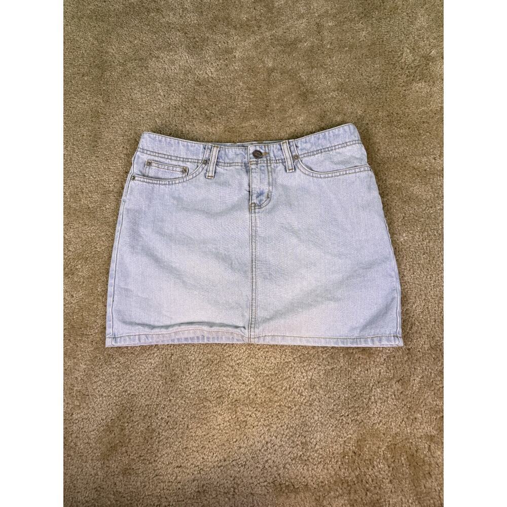 Vintage Women’s Size 7 Bongo Denim Jean Mini Skirt Button Zip D065